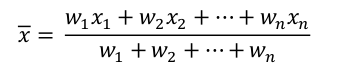 Weighted arithmetic mean formula