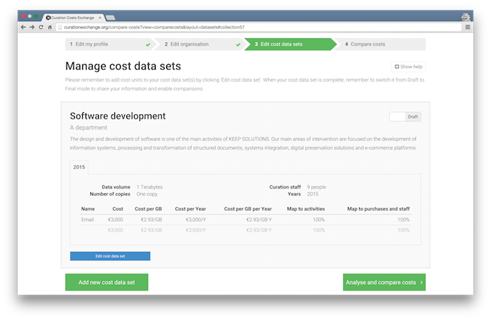 Completing a cost data set